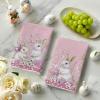 Artoid Mode Pink Rabbit Bunny Easter Hydrangea Flower Kitchen Towels Dish Towels, 18×26 Inch Seasonal Spring Decoration Cleaning Set of 2(Pink)