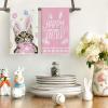 Artoid Mode Pink Rabbit Ears Cat Eggs Happy Easter Kitchen Towels Dish Towels, 18×26 Inch Spring Summer Holiday Decoration Hand Towels Set of 2(Pink)