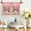 Artoid Mode Pink Rabbit Flower Wreath Happy Easter Spring Kitchen Towels Dish Towels, 18×26 Inch Farmhouse Summer Decoration Cleaning Set of 2(Pink)