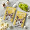 Artoid Mode Pink Rabbit Flower Wreath Happy Easter Spring Kitchen Towels Dish Towels, 18×26 Inch Farmhouse Summer Decoration Cleaning Set of 2(Yellow)