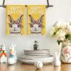 Artoid Mode Pink Rabbit Flower Wreath Happy Easter Spring Kitchen Towels Dish Towels, 18×26 Inch Farmhouse Summer Decoration Cleaning Set of 2(Yellow)