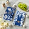 Artoid Mode Rabbit Bunny Eggs Easter Flower Kitchen Towels Dish Towels, 18×26 Inch Seasonal Spring Decoration Cleaning Set of 2(Blue)