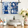 Artoid Mode Rabbit Bunny Eggs Easter Flower Kitchen Towels Dish Towels, 18×26 Inch Seasonal Spring Decoration Cleaning Set of 2(Blue)