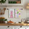 Artoid Mode Rabbit Bunny Eggs Easter Flower Kitchen Towels Dish Towels, 18×26 Inch Seasonal Spring Decoration Cleaning Set of 2(Pink/Beige)