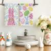 Artoid Mode Rabbit Bunny Eggs Easter Flower Kitchen Towels Dish Towels, 18×26 Inch Seasonal Spring Decoration Cleaning Set of 2(Pink/Beige)