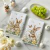 Artoid Mode Rabbit Daisy Butterfly Bunny Eggs Flowers Easter Spring Kitchen Towels Dish Towels, 18×26 Inch Farmhouse Summer Decoration Cleaning Set of 2