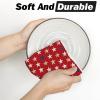 Artoid Mode Stripe America Stars Love Patriotic 4th of July Kitchen Towels Dish Towels, 18×26 Inch Memorial Day Decoration Hand Towels Set of 4