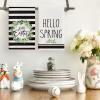 Artoid Mode Stripe Leaves Happy Easter Hello Spring Kitchen Towels Dish Towels, 18×26 Inch Farmhouse Summer Decoration Cleaning Set of 2