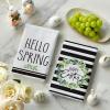 Artoid Mode Stripe Leaves Happy Easter Hello Spring Kitchen Towels Dish Towels, 18×26 Inch Farmhouse Summer Decoration Cleaning Set of 2