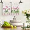 Artoid Mode Tulip Buffalo Plaid Flowers Spring Kitchen Towels Dish Towels, 18×26 Inch Seasonal Floral Decoration Hand Towels Set of 2
