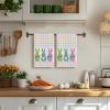 Artoid Mode Wood Stripe Rabbit Bunny Easter Kitchen Towels Dish Towels, 18×26 Inch Seasonal Spring Decoration Cleaning Set of 2(Colorful)