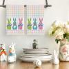 Artoid Mode Wood Stripe Rabbit Bunny Easter Kitchen Towels Dish Towels, 18×26 Inch Seasonal Spring Decoration Cleaning Set of 2(Colorful)