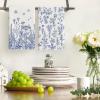 Artoid Mode Wood Wildflower Floral Kitchen Towels Dish Towels, 18×26 Inch Leaves Holiday Decoration Cleaning Set of 2(Blue)