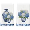 Artoid Mode Beige Hydrangea Vase Lace Spring Kitchen Towels Dish Towels, 18×26 Inch Farmhouse Summer Decoration Cleaning Set of 2