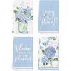 Artoid Mode Blue Hydrangea Motto Spring Kitchen Towels Dish Towels, 18×26 Inch Farmhouse Decoration Hand Towels Set of 4