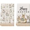 Artoid Mode Bow Rabbit Bunny Eggs Flowers Happy Easter Spring Kitchen Towels Dish Towels, 18×26 Inch Farmhouse Summer Decoration Cleaning Set of 2