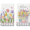 Artoid Mode Buffalo Plaid Tulip Bloom Vase Spring Kitchen Towels Dish Towels, 18×26 Inch Farmhouse Summer Floral Decoration Hand Towels Set of 2