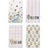 Artoid Mode Floral Stripe Design Hello Spring Kitchen Towels Dish Towels, 18×26 Inch Farmhouse Summer Decoration Cleaning Set of 4