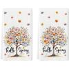 Artoid Mode Floral Tree Hello Spring Kitchen Towels Dish Towels, 18×26 Inch Farmhouse Summer Decoration Cleaning Set of 2