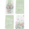 Artoid Mode Green Tulip Violets Flowers Spring Kitchen Towels Dish Towels, 18×26 Inch Farmhouse Decoration Hand Towels Set of 4