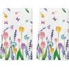 Artoid Mode Lavender Tulip Spring Kitchen Towels Dish Towels, 18×26 Inch Daily Seasonal Summer Decoration Hand Towels Set of 2(Beige)