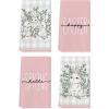 Artoid Mode Pink Bunny Rabbit Eucalyptus Easter Kitchen Towels Dish Towels, 18×26 Inch Seasonal Spring Decoration Hand Towels Set of 4(Pink)