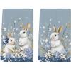 Artoid Mode Pink Rabbit Bunny Easter Hydrangea Flower Kitchen Towels Dish Towels, 18×26 Inch Seasonal Spring Decoration Cleaning Set of 2(Blue)