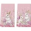 Artoid Mode Pink Rabbit Bunny Easter Hydrangea Flower Kitchen Towels Dish Towels, 18×26 Inch Seasonal Spring Decoration Cleaning Set of 2(Pink)