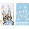 Artoid Mode Pink Rabbit Ears Cat Eggs Happy Easter Kitchen Towels Dish Towels, 18×26 Inch Spring Summer Holiday Decoration Hand Towels Set of 2(Blue)