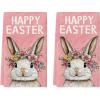 Artoid Mode Pink Rabbit Flower Wreath Happy Easter Spring Kitchen Towels Dish Towels, 18×26 Inch Farmhouse Summer Decoration Cleaning Set of 2(Pink)