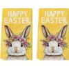 Artoid Mode Pink Rabbit Flower Wreath Happy Easter Spring Kitchen Towels Dish Towels, 18×26 Inch Farmhouse Summer Decoration Cleaning Set of 2(Yellow)