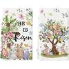 Artoid Mode Rabbit Tree Bunny Eggs Bird Flowers Leaves Easter Spring Kitchen Towels Dish Towels, 18×26 Inch Farmhouse Summer Decoration Cleaning Set of 2