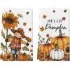 Artoid Mode Scarecrow Pumpkin Fall Kitchen Towels Dish Towels, 18×26 Inch Farmhouse Sunflower Autumn Decoration Hand Towels Set of 2