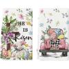 Artoid Mode Sheep Truck Bunny Eggs Bow Leaves Flowers Easter Spring Kitchen Towels Dish Towels, 18×26 Inch Farmhouse Summer Decoration Cleaning Set of 2