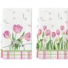 Artoid Mode Tulip Buffalo Plaid Flowers Spring Kitchen Towels Dish Towels, 18×26 Inch Seasonal Floral Decoration Hand Towels Set of 2