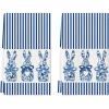 Artoid Mode Wood Stripe Rabbit Bunny Easter Kitchen Towels Dish Towels, 18×26 Inch Seasonal Spring Decoration Cleaning Set of 2(Blue)