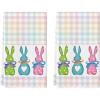 Artoid Mode Wood Stripe Rabbit Bunny Easter Kitchen Towels Dish Towels, 18×26 Inch Seasonal Spring Decoration Cleaning Set of 2(Colorful)