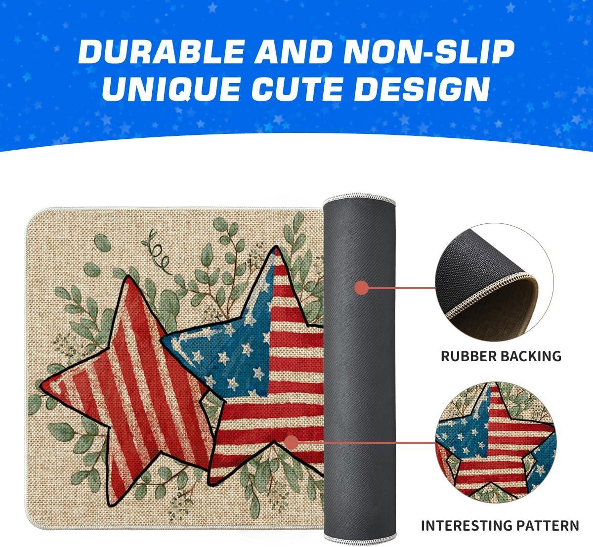 image:imageArtoid Mode American Flag Stars Eucalyptus Memorial Day Doormat 4th of July Patriotic Independence Day Home Decor LowProfile Switch Rug Door Mat Floor Mat for Indoor Outdoor 17x29 Inch