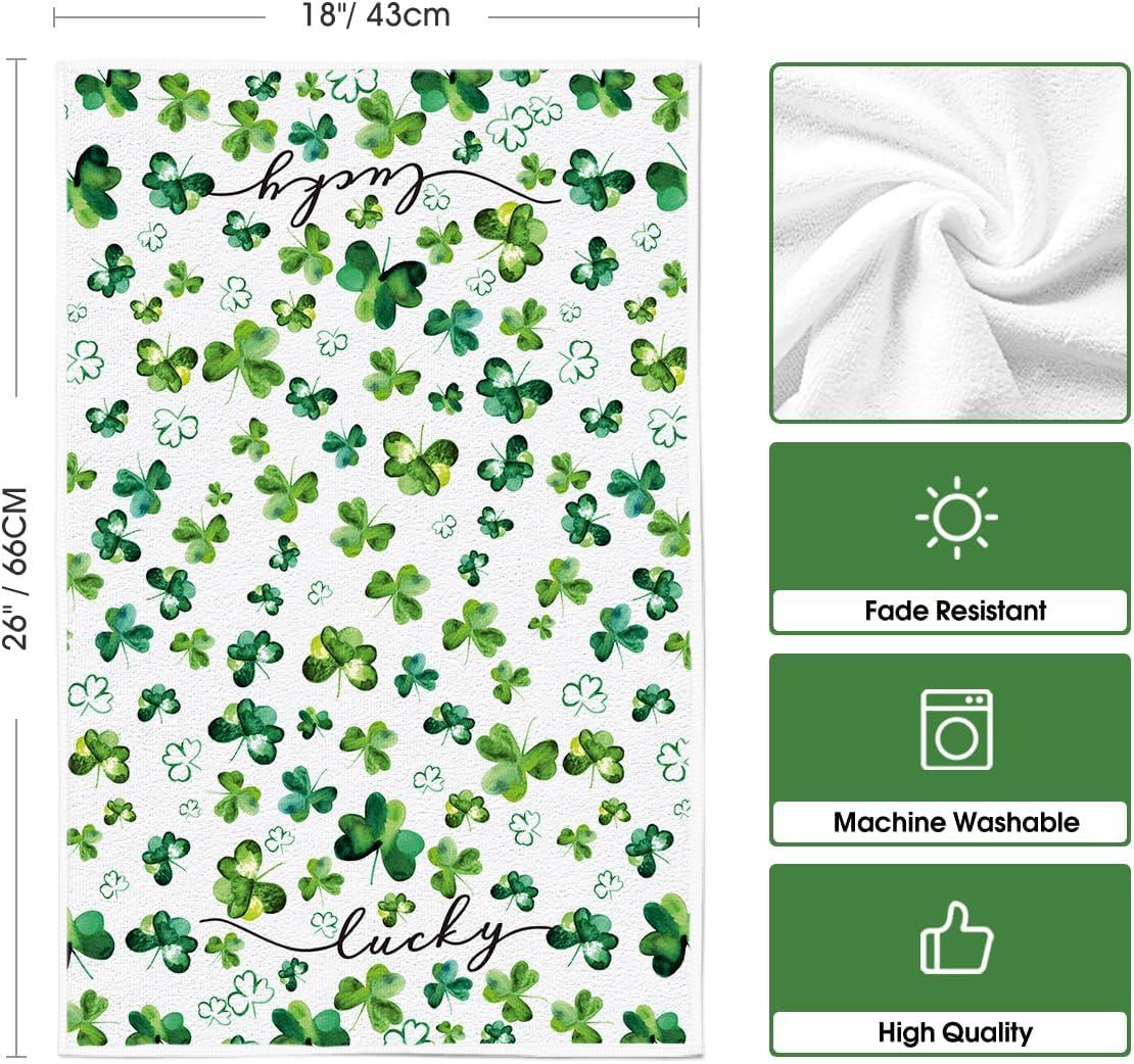 image:imageArtoid Mode Beige Clover Shamrock St Patricks Day Kitchen Towels Dish Towels 18x26 Inch Lucky Farmhouse Holiday Decoration Hand Towels Set of 2
