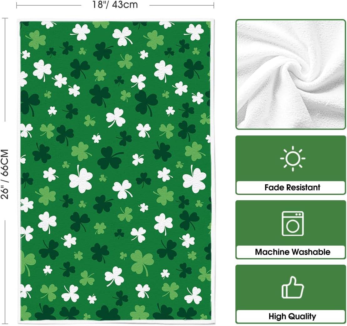 image:imageArtoid Mode Beige Clover Shamrock StPatricks Day Kitchen Towels Dish Towels 18x26 Inch Farmhouse Holiday Spring Decoration Cleaning Set of 23pcs green
