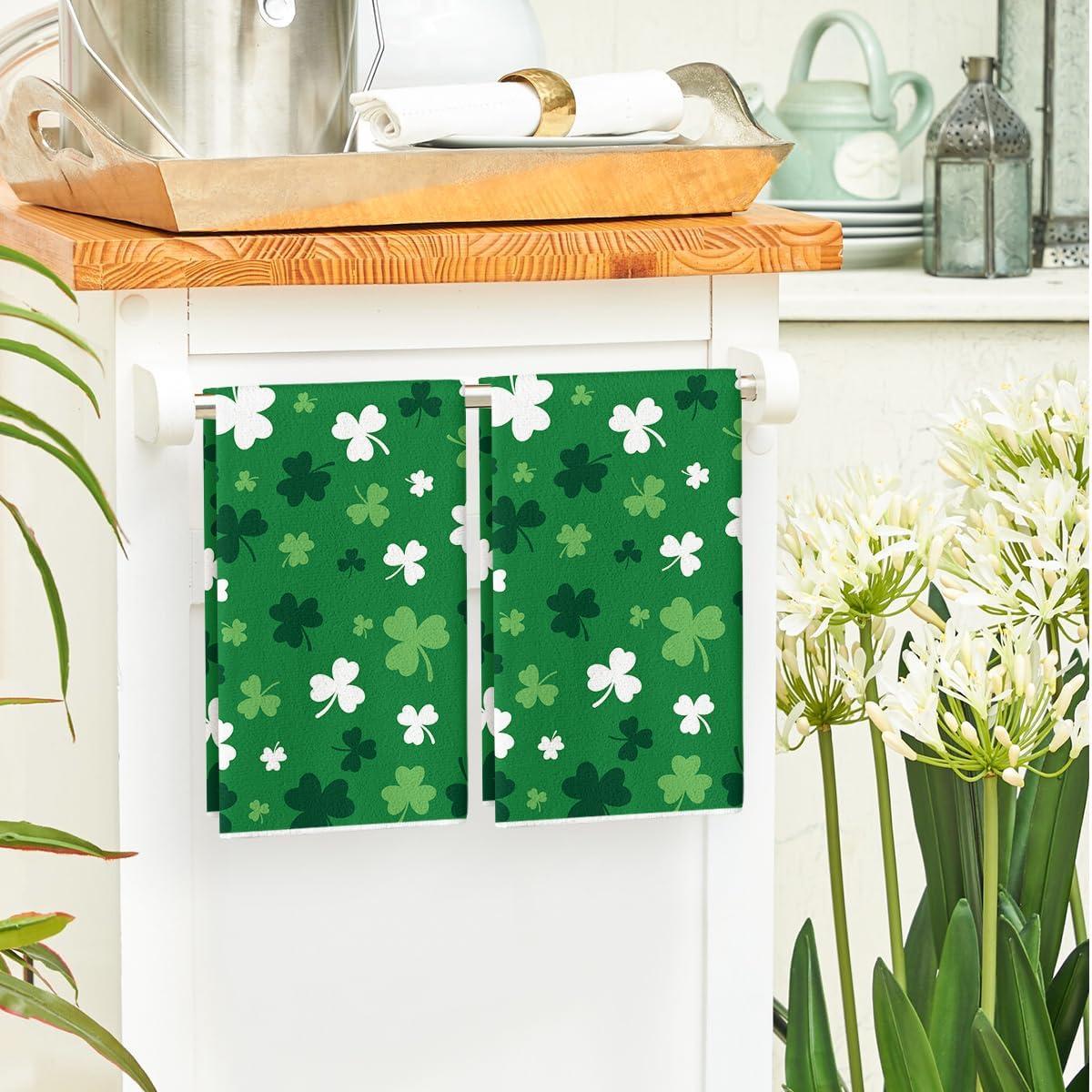 image:imageArtoid Mode Beige Clover Shamrock StPatricks Day Kitchen Towels Dish Towels 18x26 Inch Farmhouse Holiday Spring Decoration Cleaning Set of 23pcs green