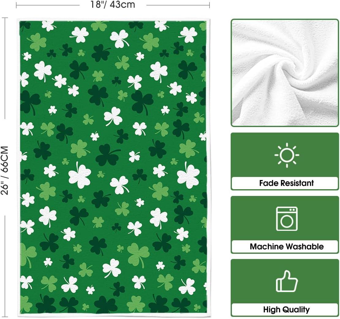 image:imageArtoid Mode Beige Clover Shamrock StPatricks Day Kitchen Towels Dish Towels 18x26 Inch Farmhouse Holiday Spring Decoration Cleaning Set of 24pcs green