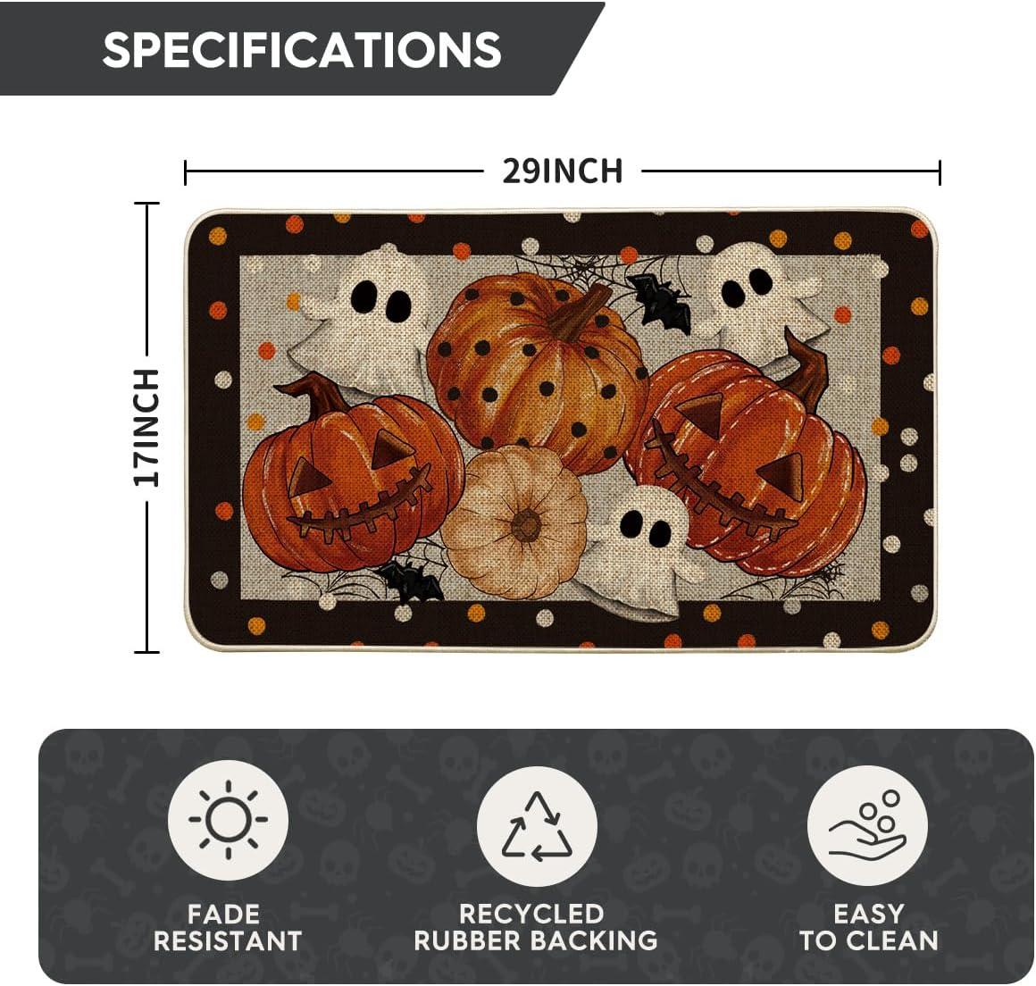image:imageArtoid Mode Black Ghost Spooky JackOLantern Pumpkin Halloween Doormat LowProfile Switch Rug Door Home Decor Mat Floor Mat for Indoor Outdoor 17x29 InchBlack