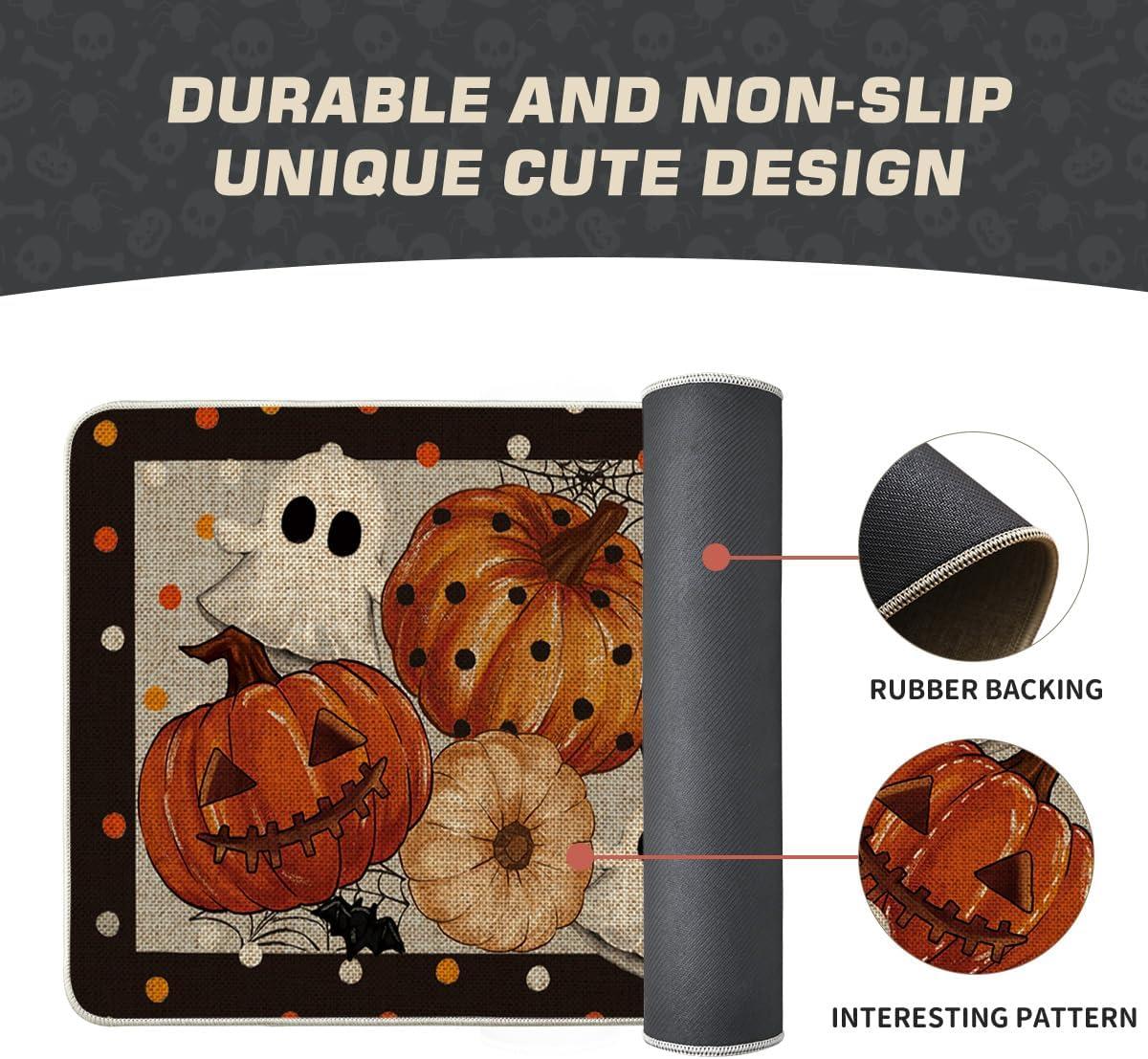 image:imageArtoid Mode Black Ghost Spooky JackOLantern Pumpkin Halloween Doormat LowProfile Switch Rug Door Home Decor Mat Floor Mat for Indoor Outdoor 17x29 InchBlack