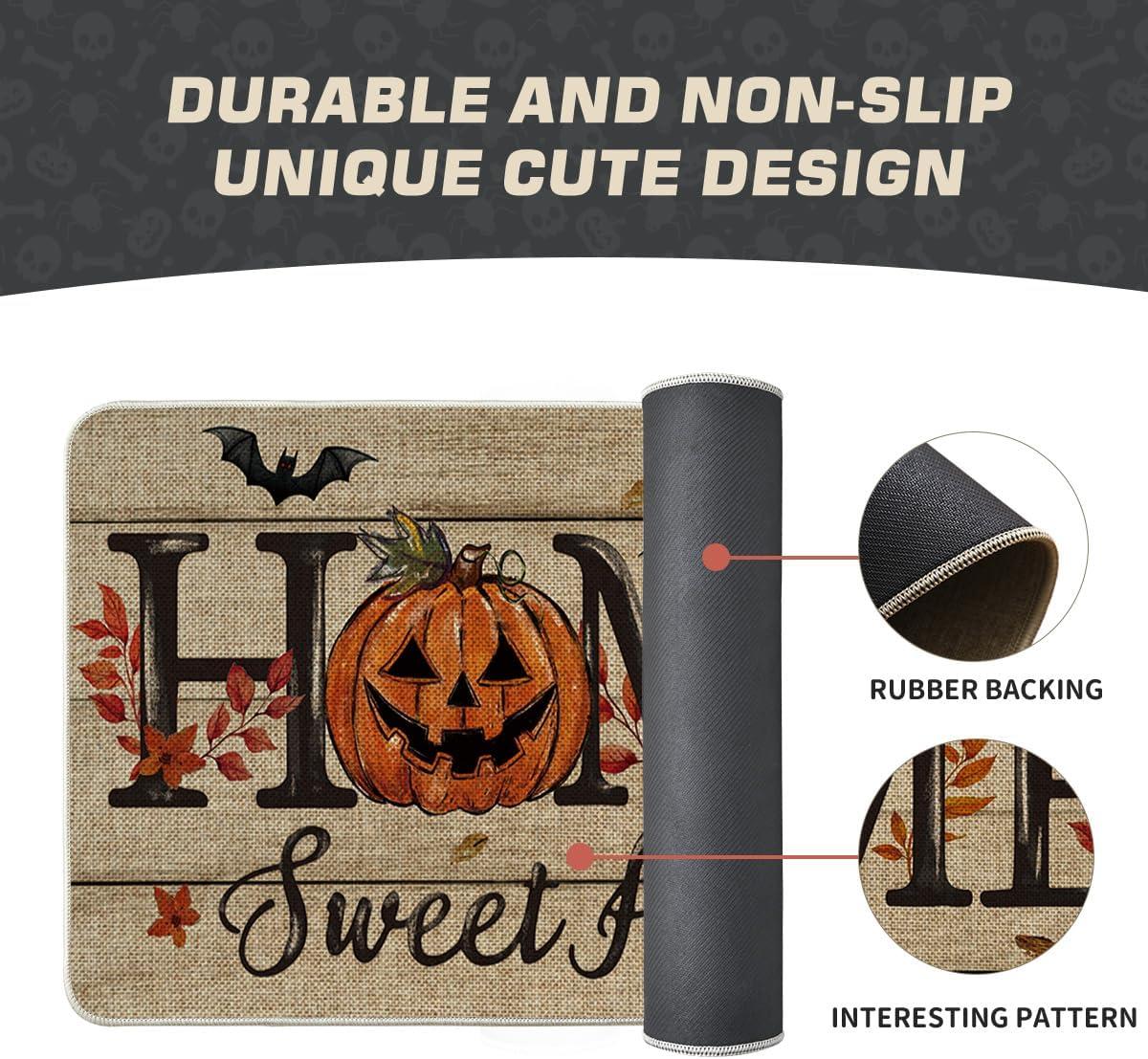 image:imageArtoid Mode Black Home Sweet Home JackOLantern Pumpkin Halloween Doormat LowProfile Switch Rug Door Home Decor Mat Floor Mat for Indoor Outdoor 17x29 InchBrown