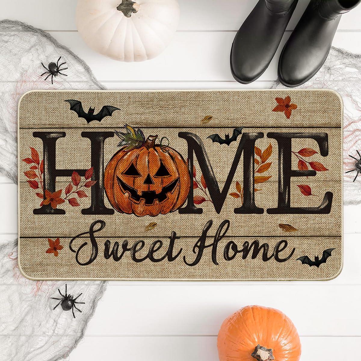 image:imageArtoid Mode Black Home Sweet Home JackOLantern Pumpkin Halloween Doormat LowProfile Switch Rug Door Home Decor Mat Floor Mat for Indoor Outdoor 17x29 InchBrown