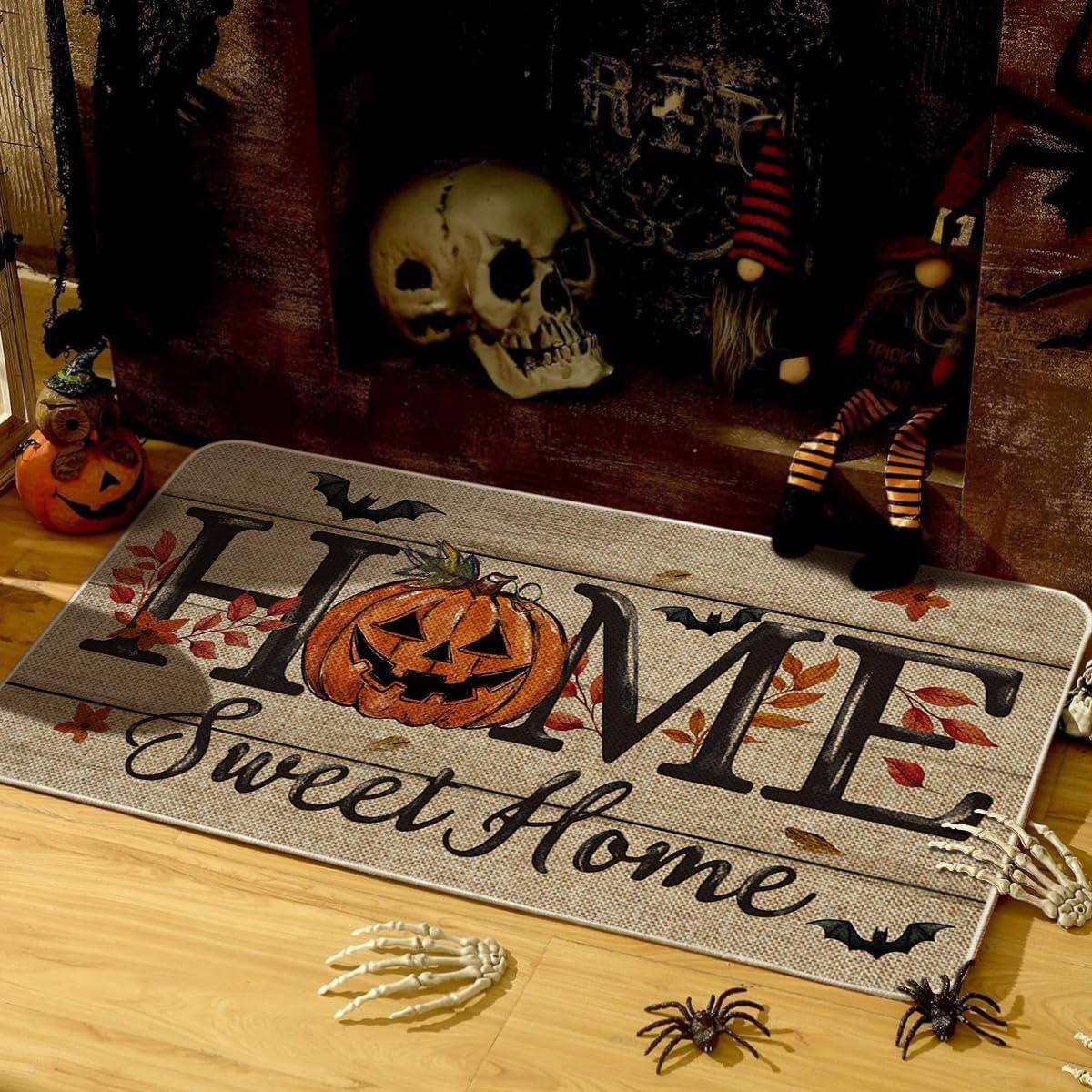 image:imageArtoid Mode Black Home Sweet Home JackOLantern Pumpkin Halloween Doormat LowProfile Switch Rug Door Home Decor Mat Floor Mat for Indoor Outdoor 17x29 InchBrown