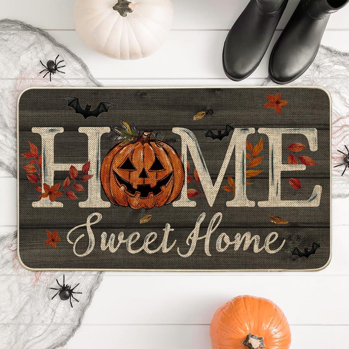 image:imageArtoid Mode Black Home Sweet Home JackOLantern Pumpkin Halloween Doormat LowProfile Switch Rug Door Home Decor Mat Floor Mat for Indoor Outdoor 17x29 InchBlack