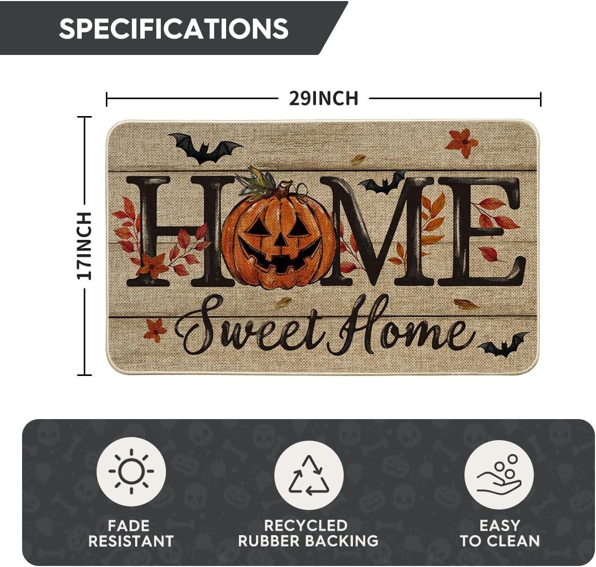 image:imageArtoid Mode Black Home Sweet Home JackOLantern Pumpkin Halloween Doormat LowProfile Switch Rug Door Home Decor Mat Floor Mat for Indoor Outdoor 17x29 InchBrown