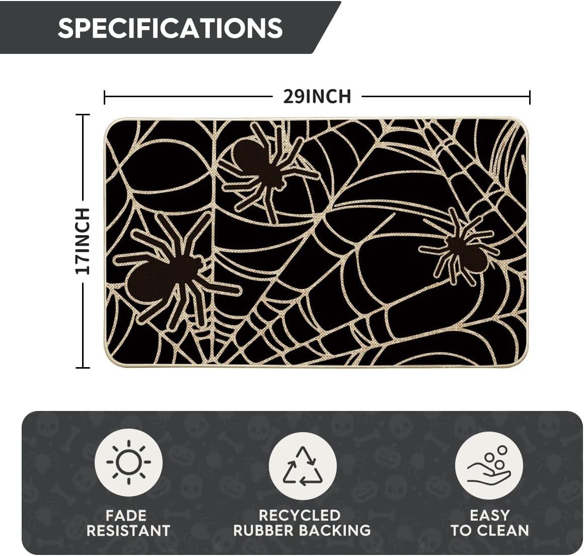 image:imageArtoid Mode Black Spider Web Halloween Doormat LowProfile Switch Rug Door Home Decor Mat Floor Mat for Indoor Outdoor 17x29 Inch